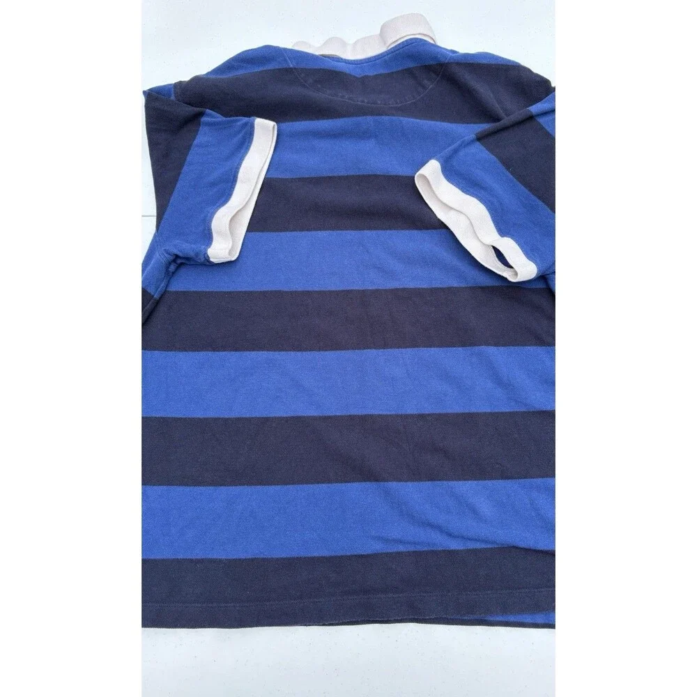 Banana Republic Polo Shirt Men’s XL Blue Rugby Stripe Short Sleeve